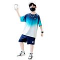 Boys' quick-dry outfit set : new summer gradient two-piece short-sleeve set for mid-to-large children, perfect for summer wear, sports, and t-shirts