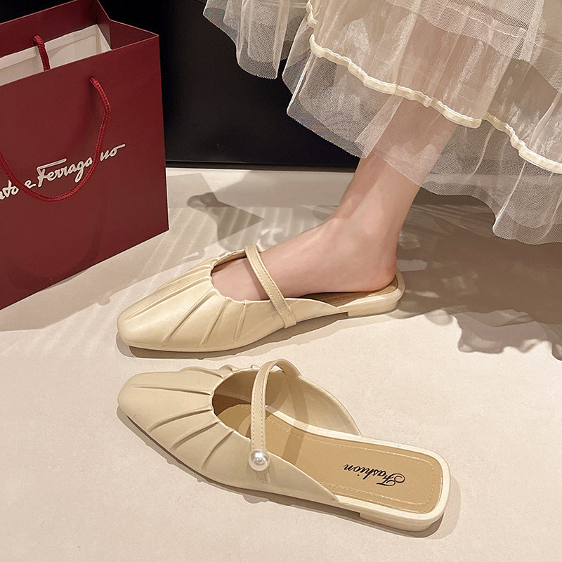 2025 summer fashion versatile bow slippers women's sweet minimalist mary jane bow toe slingbacks