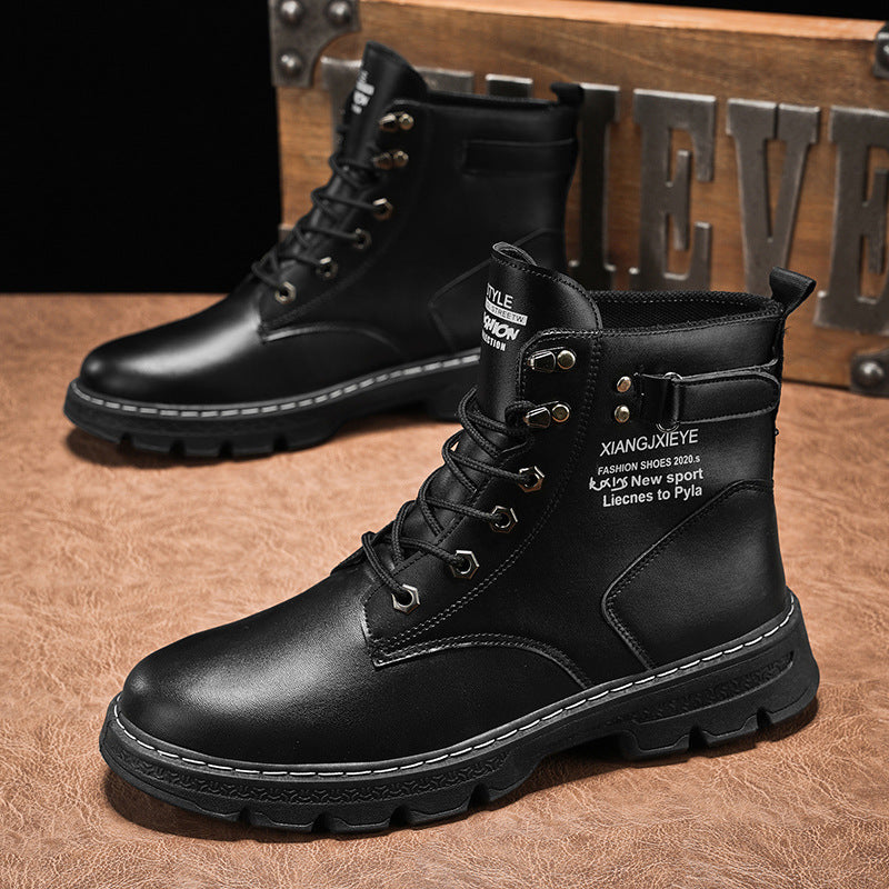 Men's autumn new arrivals: trendy and versatile men's martin boots, non-slip, wear-resistant, thick-soled bumblebee work boots