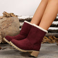 plus size knee socks cotton boots for women  fall and winterfleece-linedthickened thick heel snow boots for women in stock snow non-slip