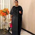 elegance round neck sequin cloth dress african ethnic style loose robe party dressdresses