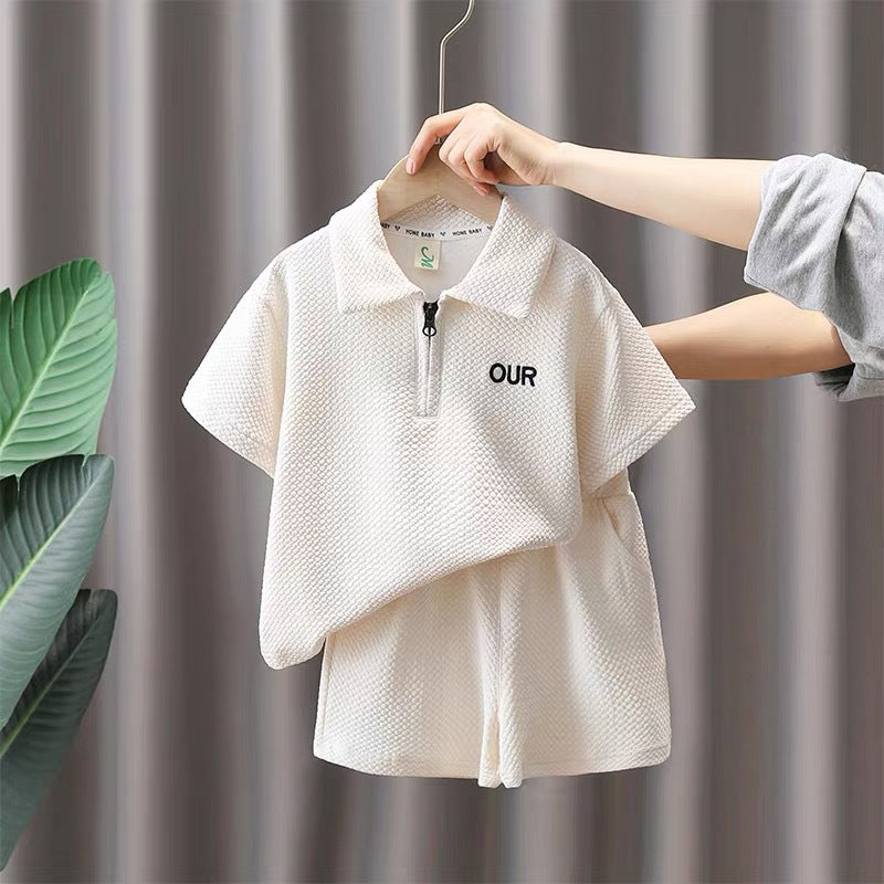 boys' summer outfit: new, fresh, and stylish children's clothing - cool and trendy two-piece short-sleeve set for boys