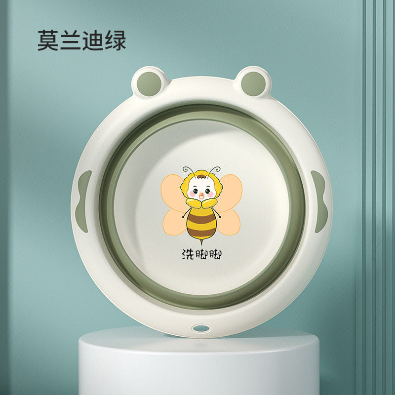 Foldable washbasin - kids & baby face basin - collapsible wall-mounted washbasin - cartoon design for face, butt, and foot washing
