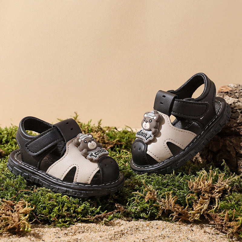 Jiaojiao shoes baby boy shoes soft bottom baby toddler shoes kids toe cap sandals 0-1 years old 2 non-slip boys and girls summer