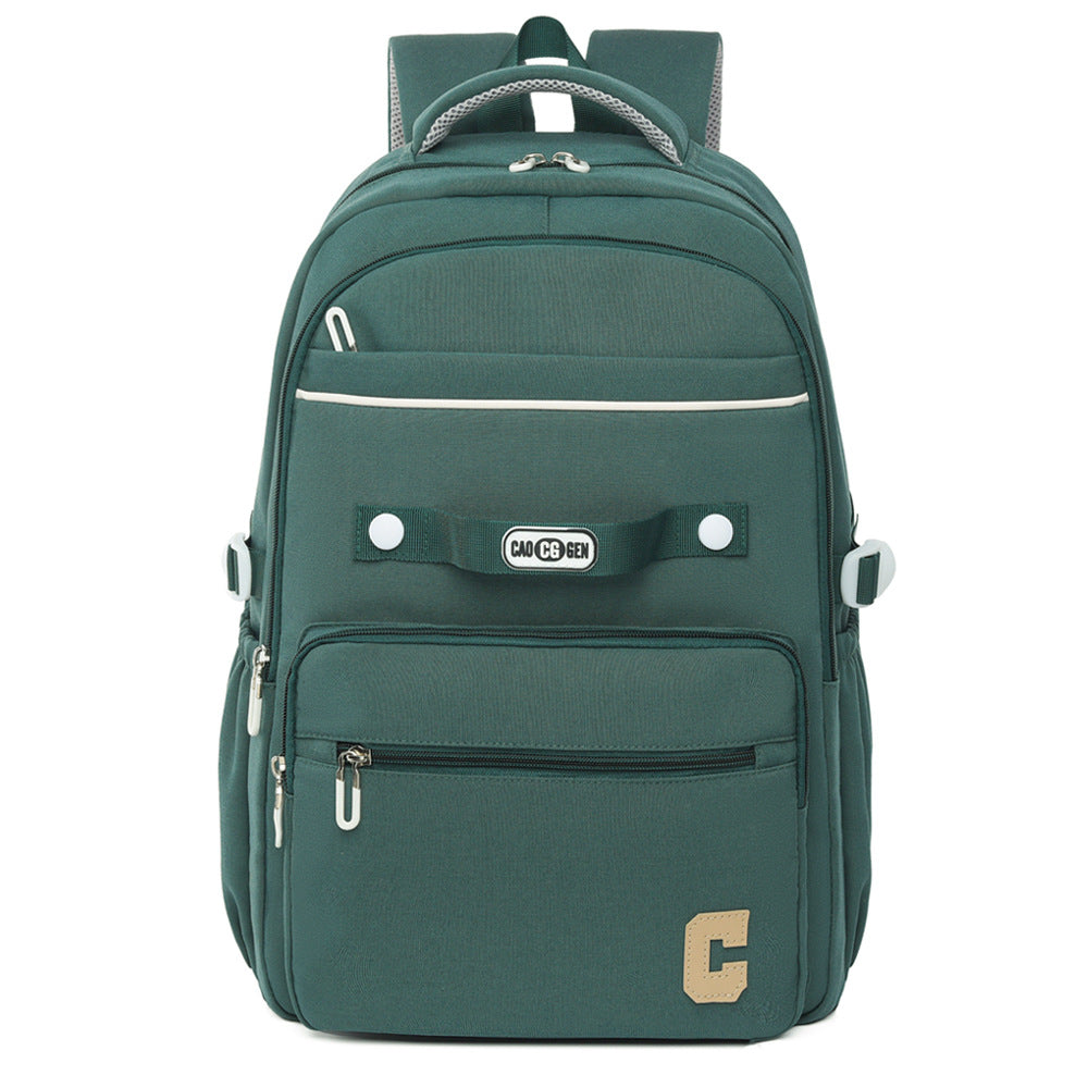 New solid color versatile student schoolbag large capacity backpack junior high school student computer backpack leisure travel