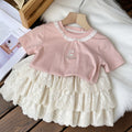 new summer girls' t-shirt and skirt two-piece set - korean style teardrop lace mini skirt outfit - princess style
