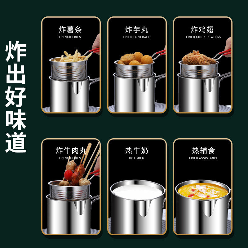 304 stainless steel deep fryer - multifunctional mini fryer for home use, gas powered, with filter screen - fuel efficient small fryer