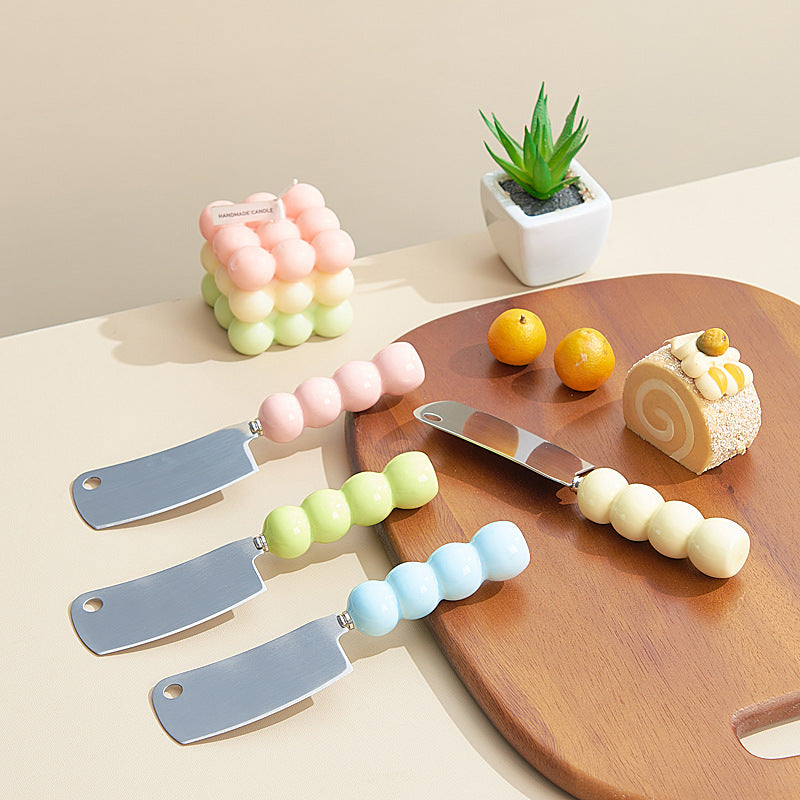 Creamy style thickened ceramic handle utility knife - multi-purpose, high-value fruit knife, stainless steel design dessert knife