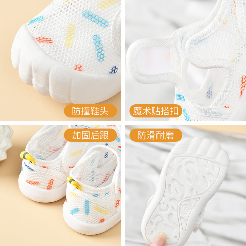 Baby sandals for boys, summer first walker shoes, 0-1-2 years old infant anti-slip soft sole mesh shoes for babies and toddlers, baby girl shoes