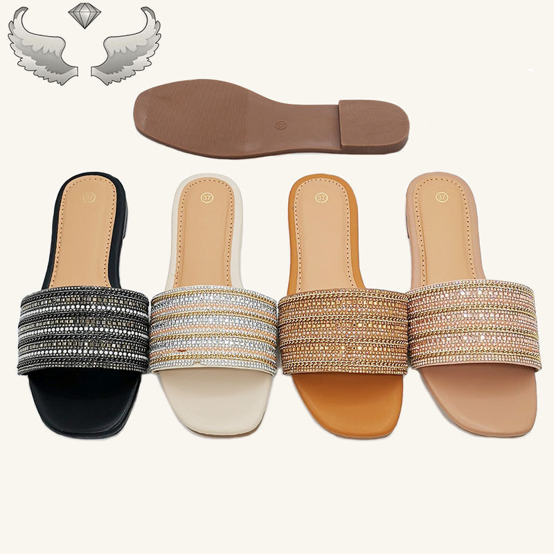 Belize  wholesale new summer wear rhinestone fashion flat sandals Wholesale Slippers