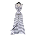High-end color block striped knit dress - chic, slim-fit, sleeveless maxi dress with a flattering cinched waist