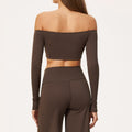 Amazon nude sports tops women's short one shoulder strap breast pad breathable high elastic quick dry yoga long sleeves 2588