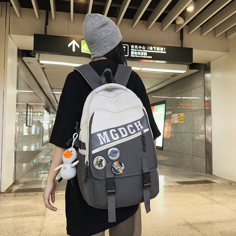 New large-capacity schoolbag female middle and high school students fashion trend backpack computer bag strong and durable backpack
