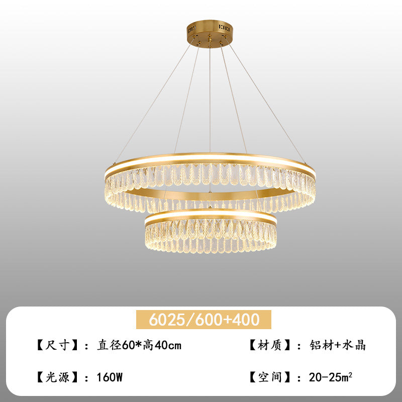 Italian light luxury crystal living room chandelier modern simple round master bedroom lighting creative dining room 2023 new