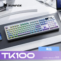 Dazzling silver fox tk100 wireless bluetooth dual-mode mechanical feel keyboard with pbt keycaps, display, and rotary encoder