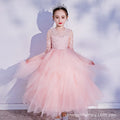 Customized children's formal dress for export, new lace three-quarter sleeve girl dresses, girls' princess cake dress