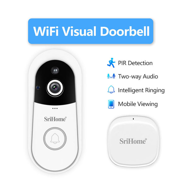 SriHome 4 million high definition smart home wireless video doorbell battery low power camera with ding dong