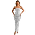 C7193 cross-border   fashion women's hotfix rhinestone sexy cami bodycon mini dress