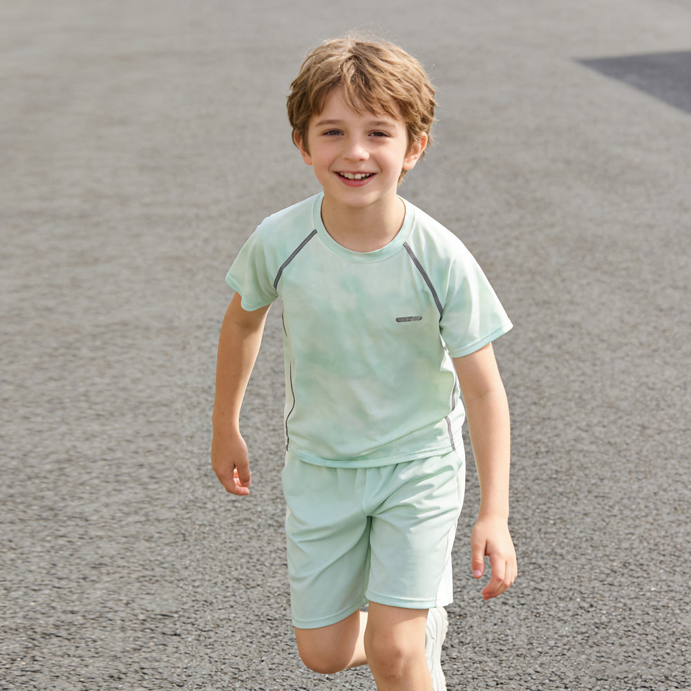 Kids'  summer outfit set: ice silk short-sleeve t-shirt and shorts - quick-dry two-piece tracksuit for youth basketball