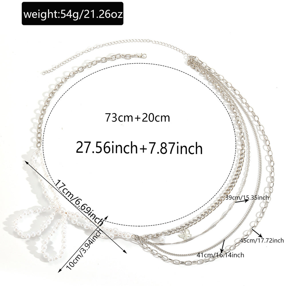 Pearl waist chain wholesale cross-border jewelry personalized exaggerated multi-layered niche design bow body chain for women