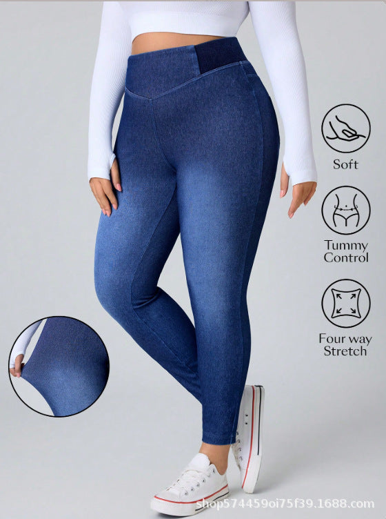 new arrivals: plus-size women's high-waisted, tummy-control, slimming, four-way stretch jeans for , , and european & american markets