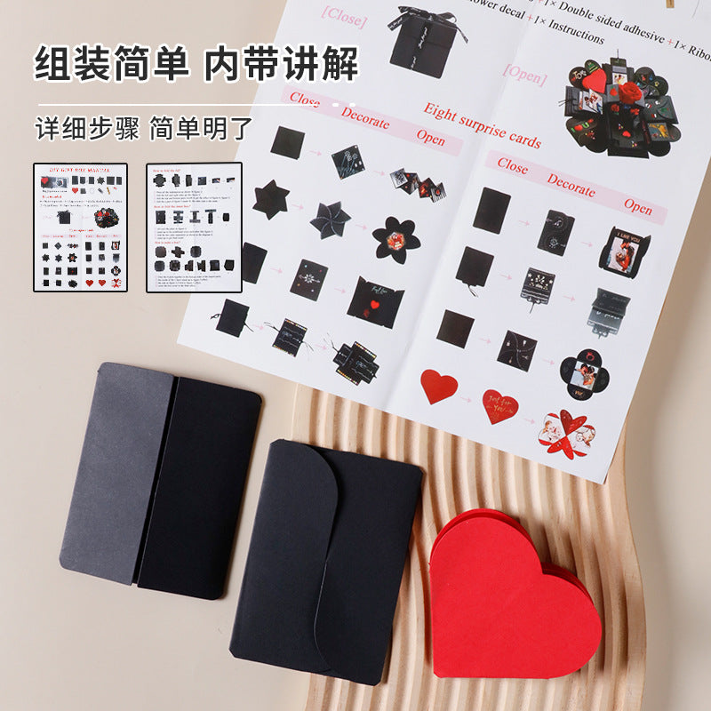 photo diy surprise explosion box - couple's pop-up book handmade diy photo album - finished product birthday gift