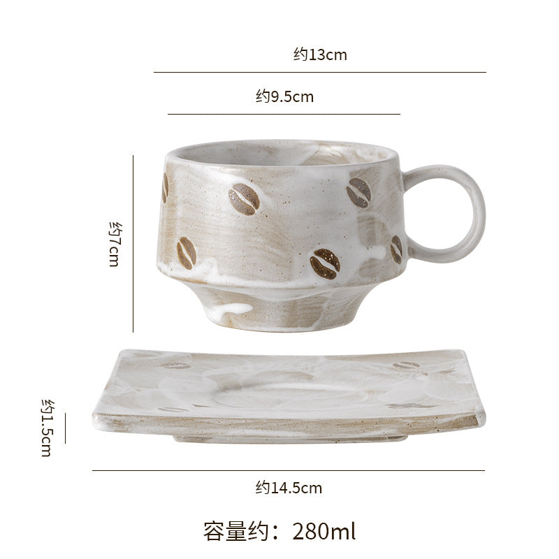 Classy stylish retro coffee cup and saucer suit creative stoneware latte cup for home souvenir mug and saucer