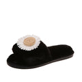 2024new arrival women's large size fur slippers fall and winter flip-flops flat heel open toe popular sunflower heattech floor slippers
