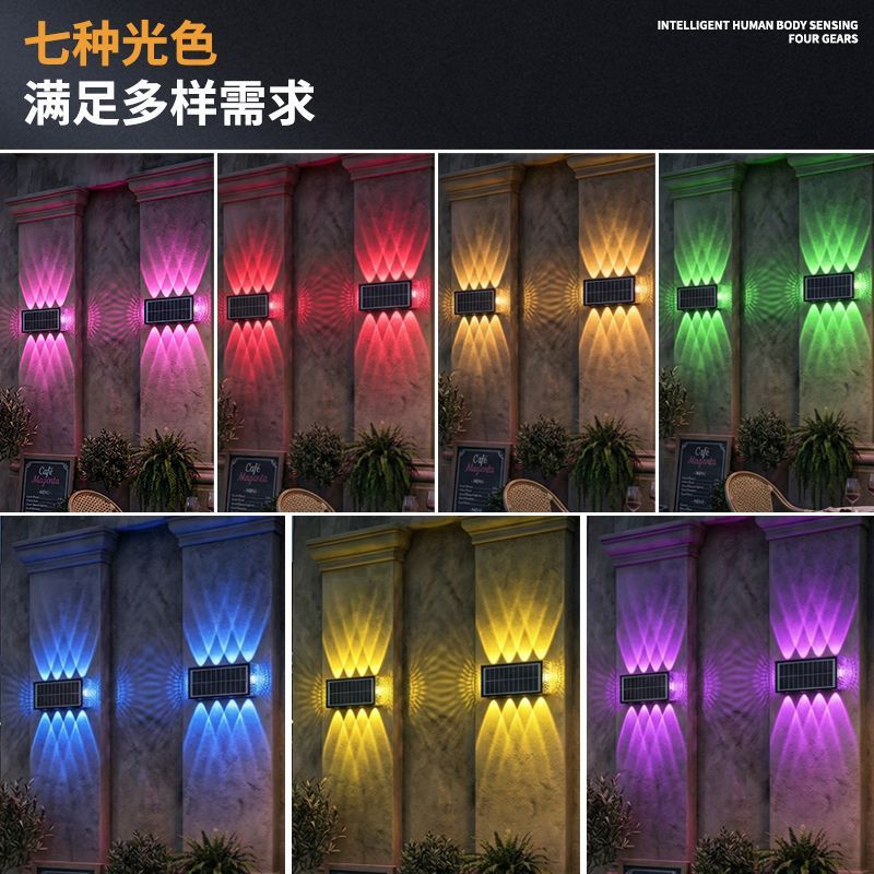 Solar powered outdoor wall washer lights - waterproof garden landscape lighting for decorative ambiance
