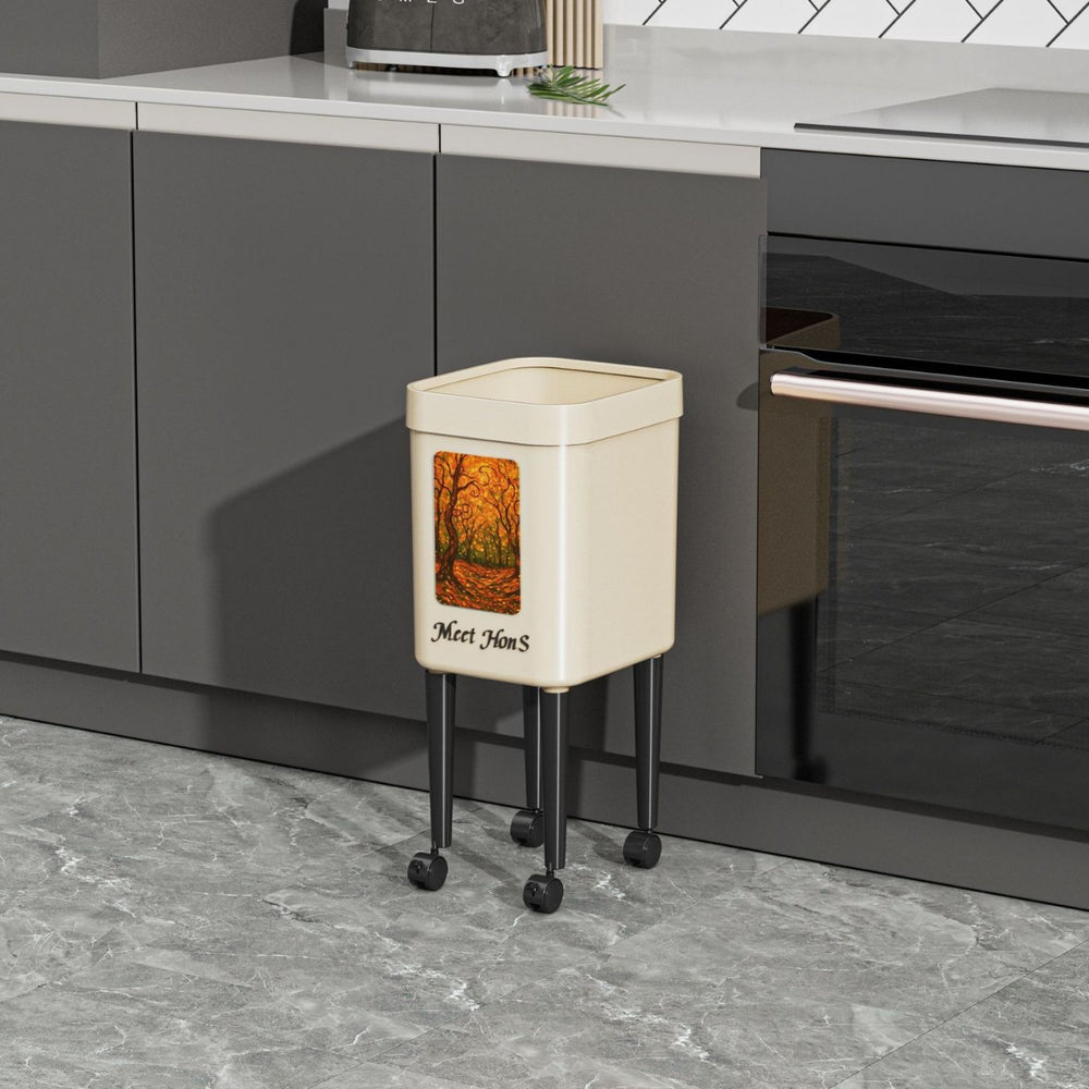 No-bending, high-style new tall kitchen trash can, household large-capacity wheeled and movable sanitary bin