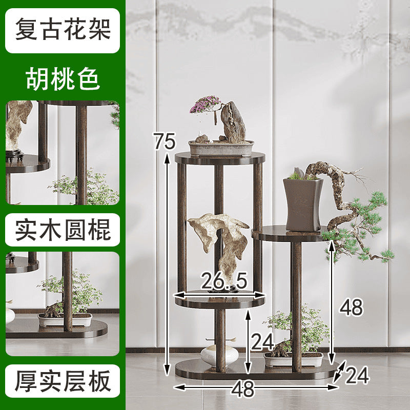 Flower stand living room floor-standing flower stand storage rack balcony flower pot bracket chinoiserie ornament rack green plant display rack