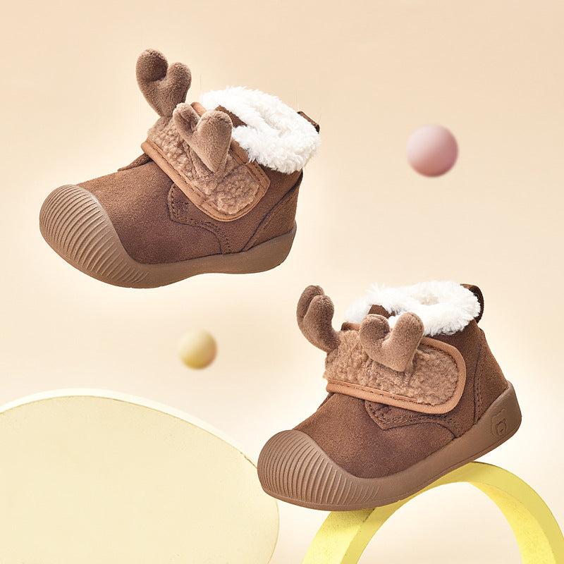 Toddler shoes for boys and girls, autumn/winter, baby cotton shoes, fleece-lined, soft sole, ages 0-1-3 years, warm baby shoes
