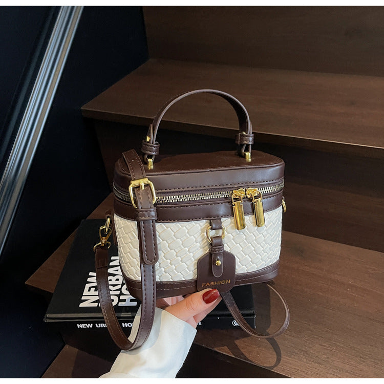 Cross-border new niche handbag women's 2025 spring and summer exquisite versatile pu bucket bag commuter shoulder messenger bag