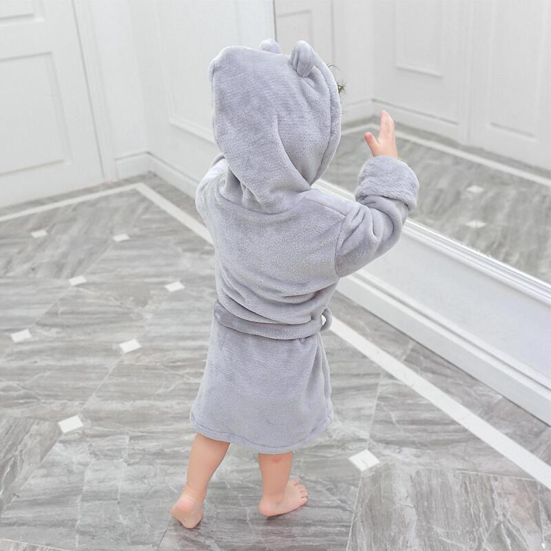 Kids bathrobe coral velvet spring & fallwinter children's bath towel baby boy pajamas boys and girls nightgown home clothes trendy