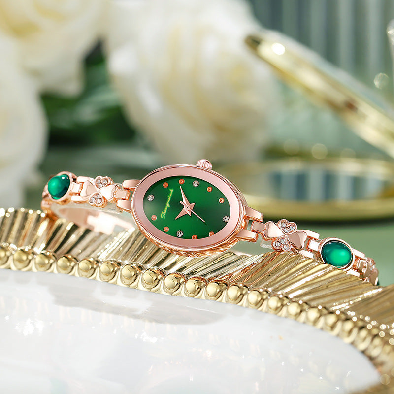 New arrival shangmei brand high-looking casualfashionelegantaccessible luxury diamond-encrusted retro oval watch women's watch