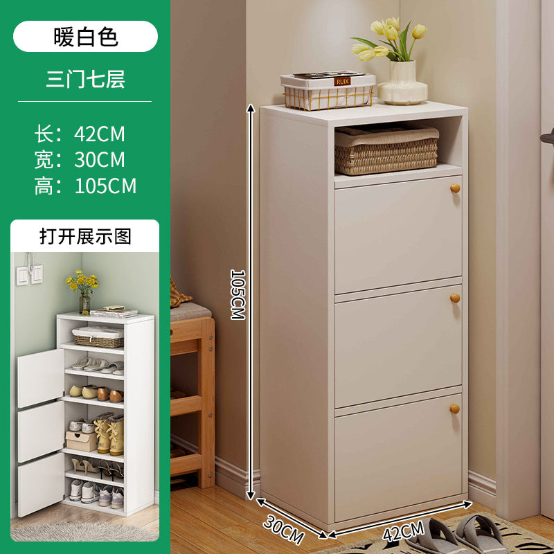 Shoe cabinet narrow and high vertical household door large-capacity storage cabinet integrated against the wall 2025 new entrance entrance shoe rack