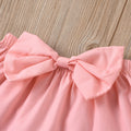 newborn children's wear: european and american style solid color bowknot bandeau top and tie-waist denim shorts two-piece set