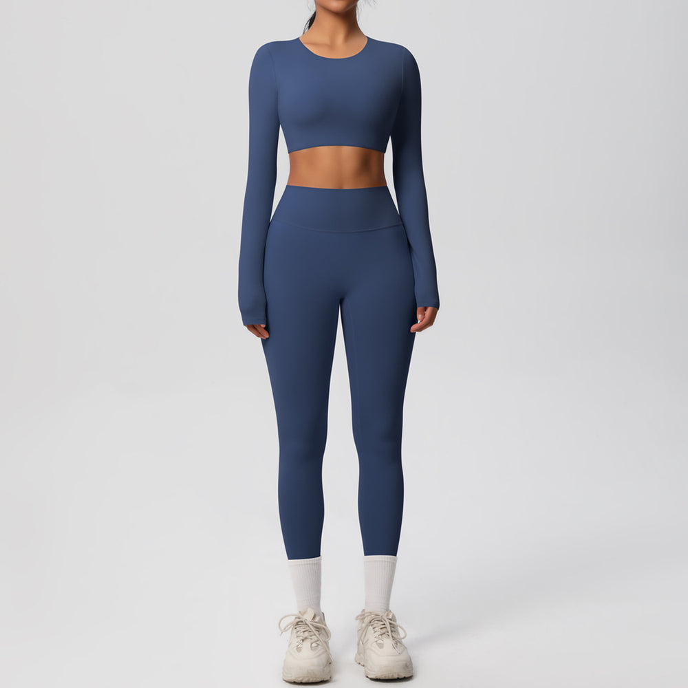 New arrival: european and american style solid color double-sided brushed breathable compression yoga set - 8 piece activewear set for running and fitness