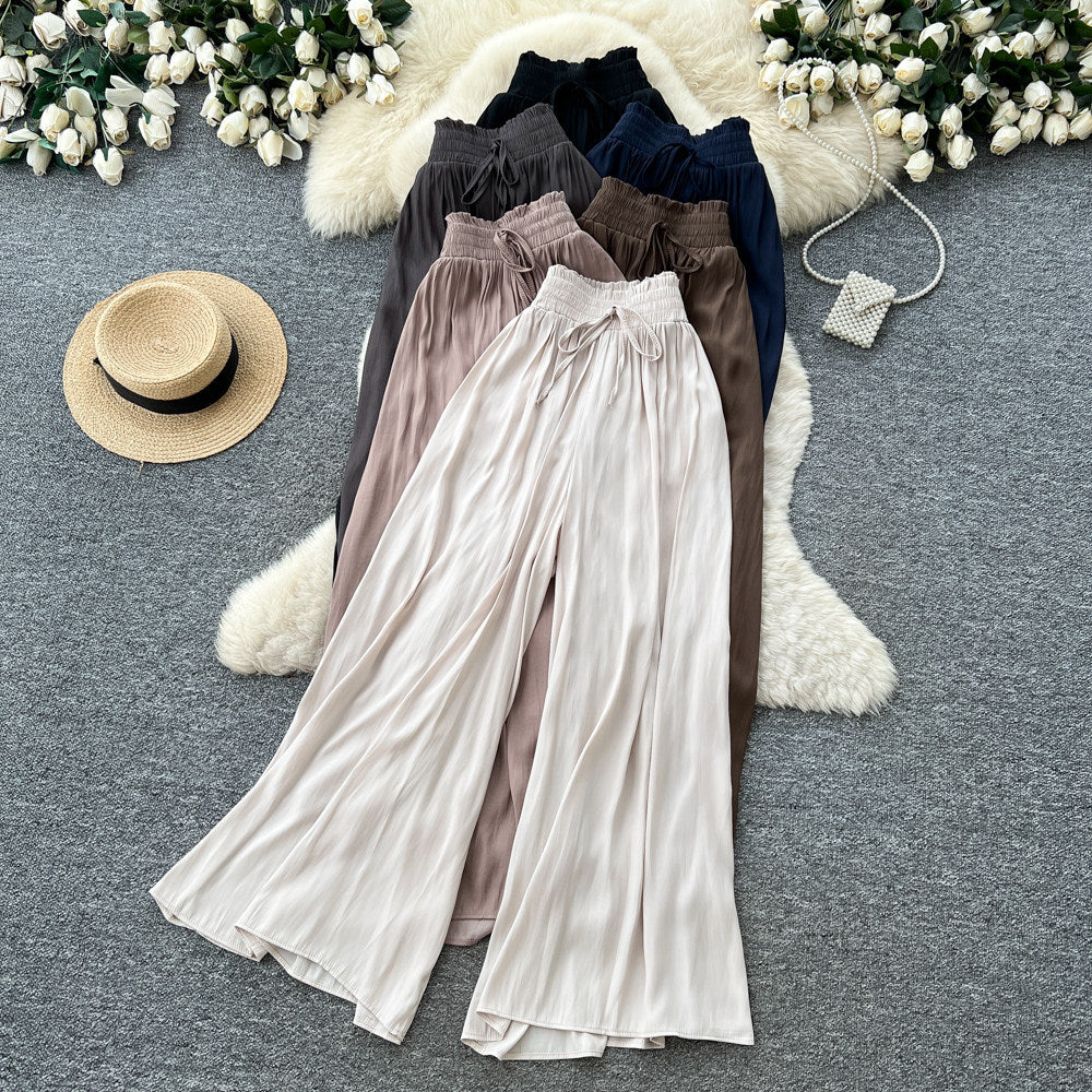 K-stylework clothing style high waistloose pants women's lazy style drapedloose flesh-covering elastic waisteasiest for matchcasualpants