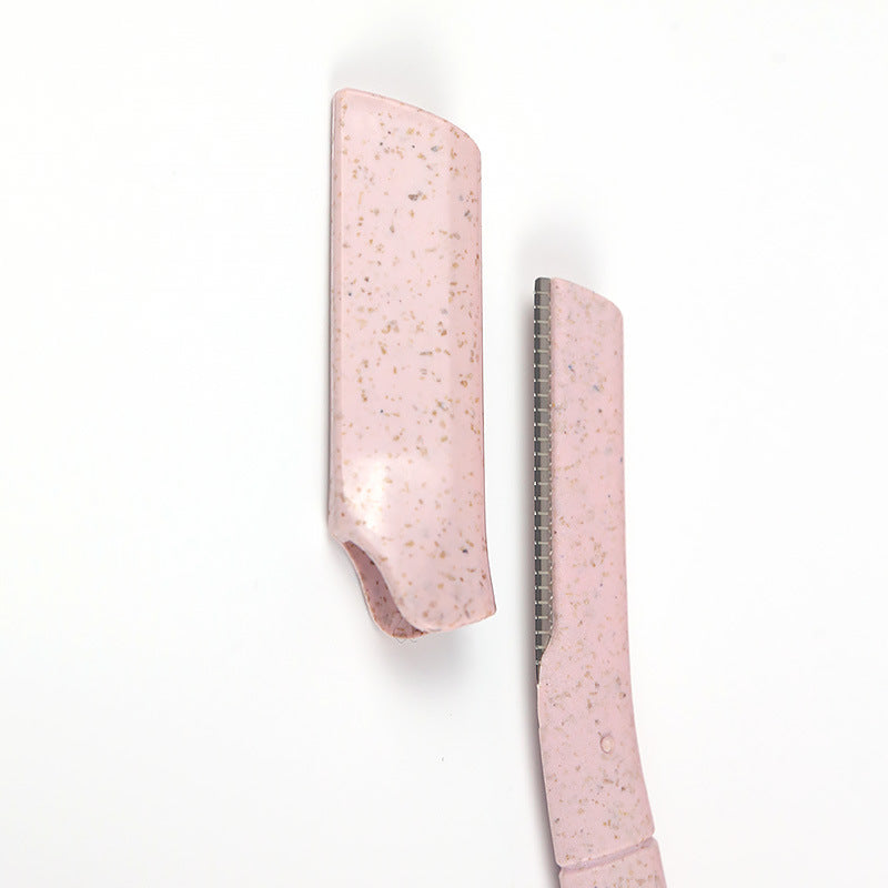Straight handle environmental-friendly eyebrow trimmer for women, wheat straw, biodegradable material, eyebrow trimmer, stainless steel protective net, eyebrow trimmer wholesale
