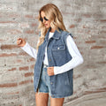 Wish fashion cross-border women's clothing   new washed denim loose vest cardigan top