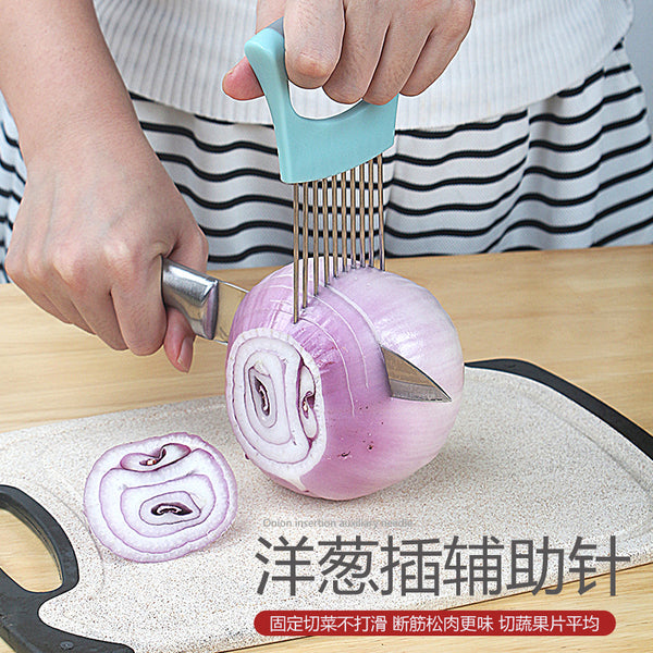Stainless Steel Multi-Purpose Onion Plug, Onion Holder Onion Cut, Onion Needle Loose Meat Needle Steak Needle Amazon