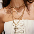 Multi-layered necklace wholesale european and american cross-border new niche cross retro jewelry easter clavicle chain for women