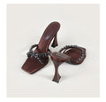 2026 summer european and american style silk satin stiletto heel crossover rhinestone square toe open toe sandals - women's high heel slippers - fashionable and sexy