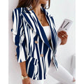 Fall and winternew arrivallong sleeves double-breasted fashioncasualprinting small suit women's silmwoolenoutwear