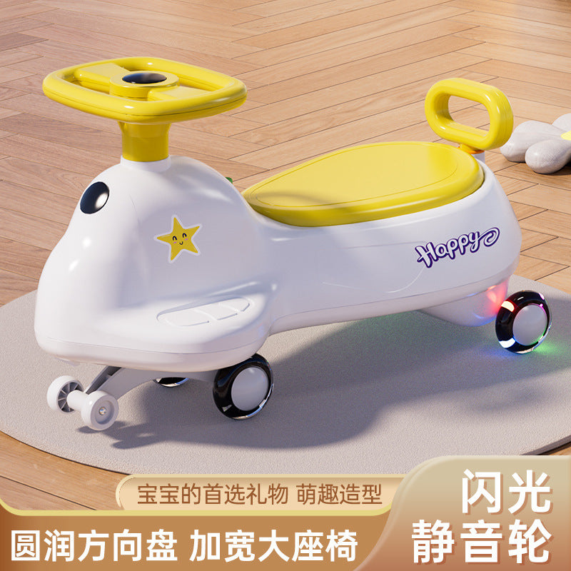 New children's twisting car anti-rollover silent flash wheel swing car 1-3-6 year old boy and girl baby twisting car