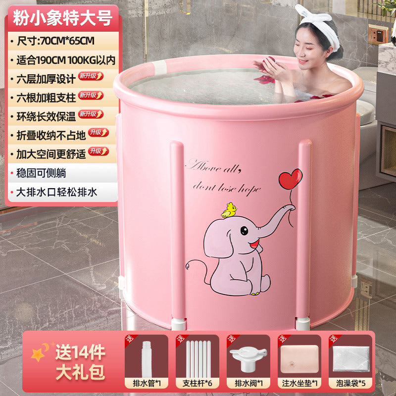 Thickened collapsible bathtub for adults - full body soaking tub with optional heating - home use bathtub for adults and children