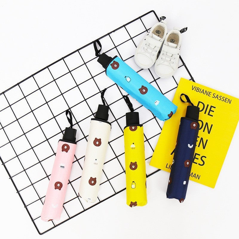 Umbrella Automatic bear umbrella Wholesale wholesale Automatic umbrella Folding children's umbrella Cartoon sun umbrella dual-purpose
