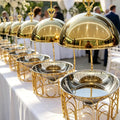 Diamond-shaped golden stainless steel buffet stove 8l hanging buffet stove for hotel restaurants