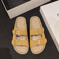 Birkenstock women's summer 2025 new thick sole birkenstock slippers outwear lazy one-line slippers soft bottom beach slippers